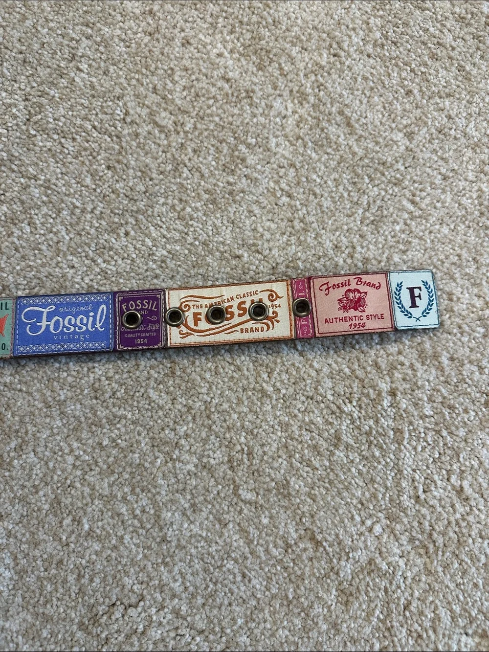 Vintage Fossil Patchwork Womens Leather Belt Size S